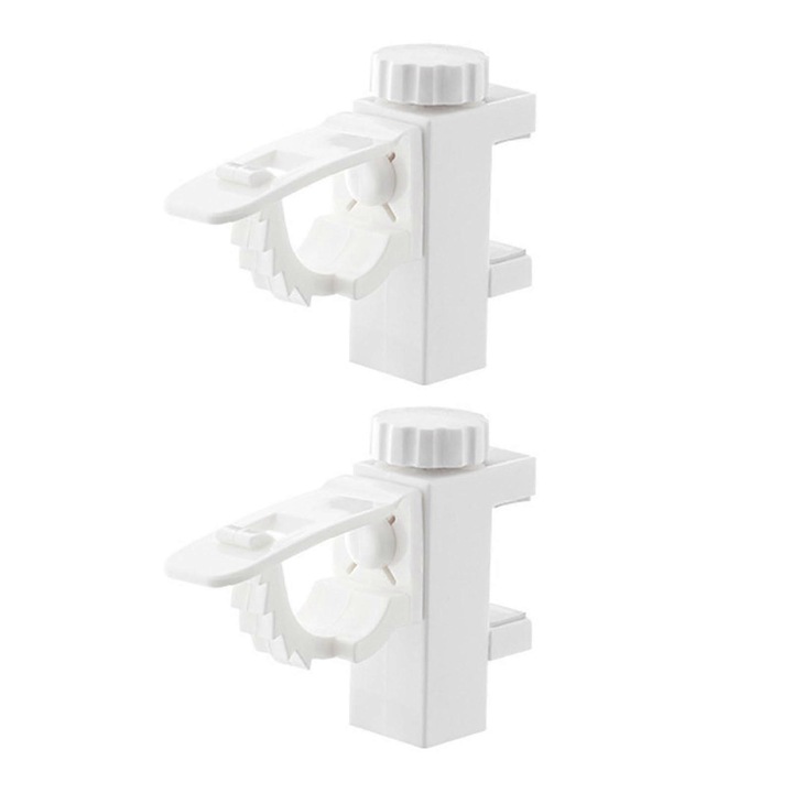 Set 2 carlige pentru draperii, plastic, alb, 6.5x1.4x5cm, ajustabile, fara gaurire