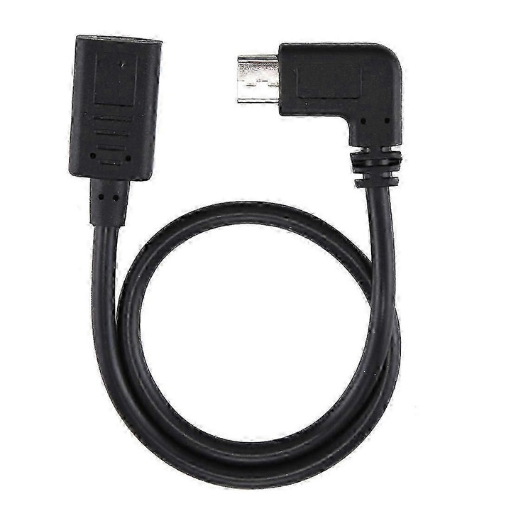 USB-C adapter kábel, hajlított, 30cm, fekete