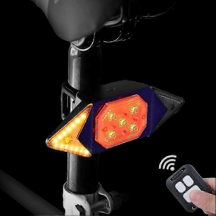 Lumina spate bicicleta cu telecomanda, 5 moduri, rosu, USB, rezistenta la apa