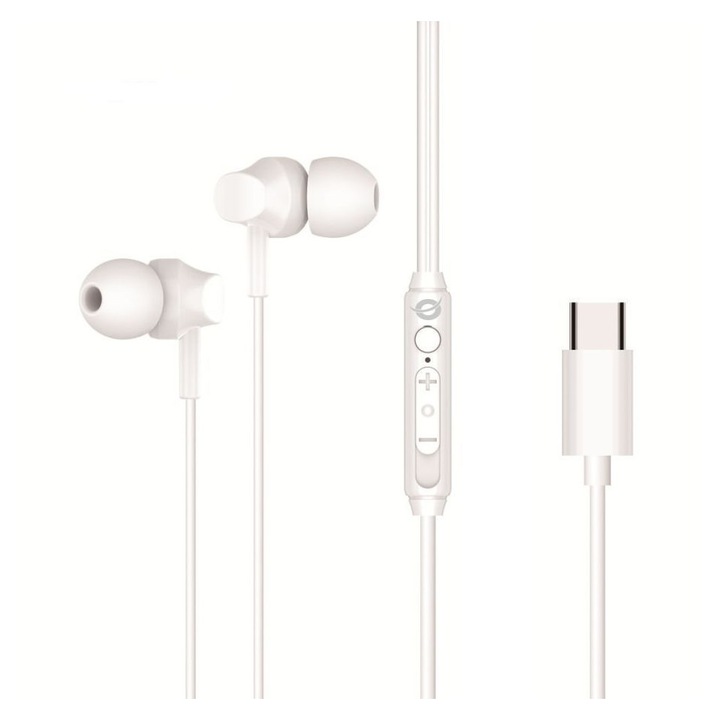 Casti cu fir Conceptronic BRENDAN03W alb USB-C 1.2m