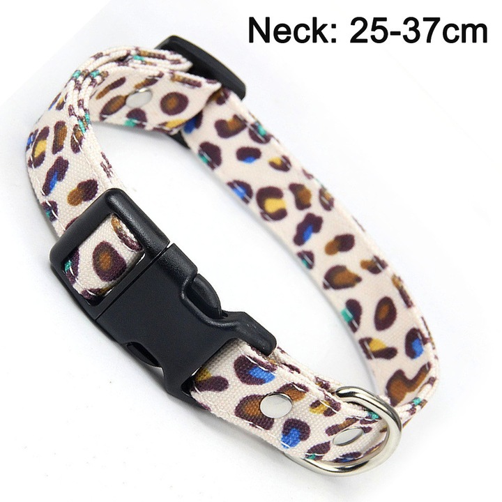 Zgarda caine nylon leopard multicolor reglabila