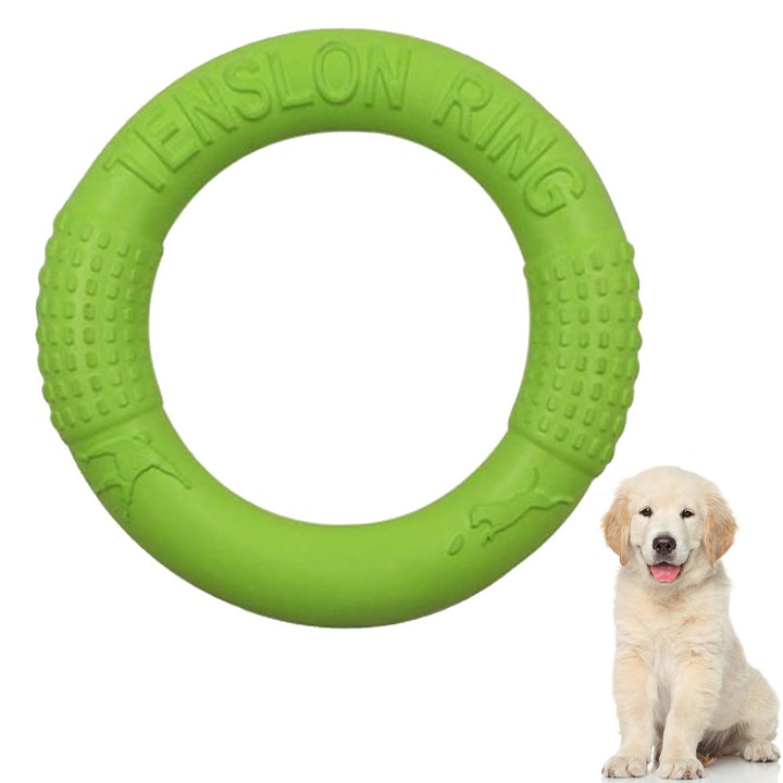 Jucarie Frisbee pentru caini, 17x27cm, verde, plastic, set 2 bucati