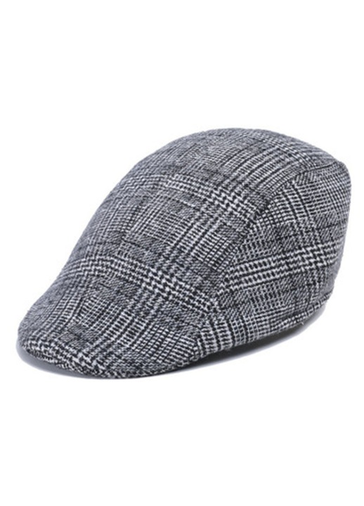 Bereta barbati, lana si vascoza, model twill, negru-alb, negru-gri, cafea, 56-58 cm