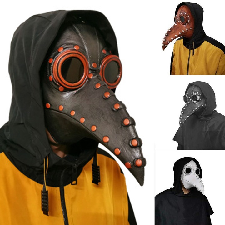 Masca doctor ciuma, latex, negru, marime universala