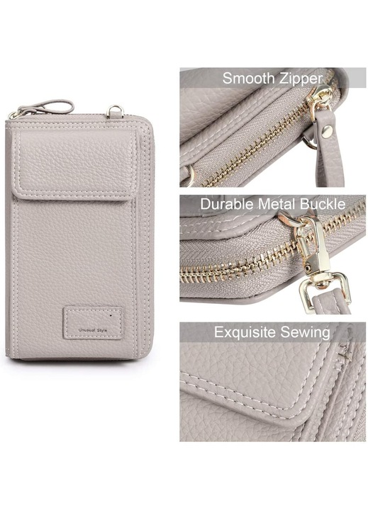 Női crossbody táska PU bőr, kis pénztárca, fekete, 11x4.5x18cm, állítható pánt 37-65cm