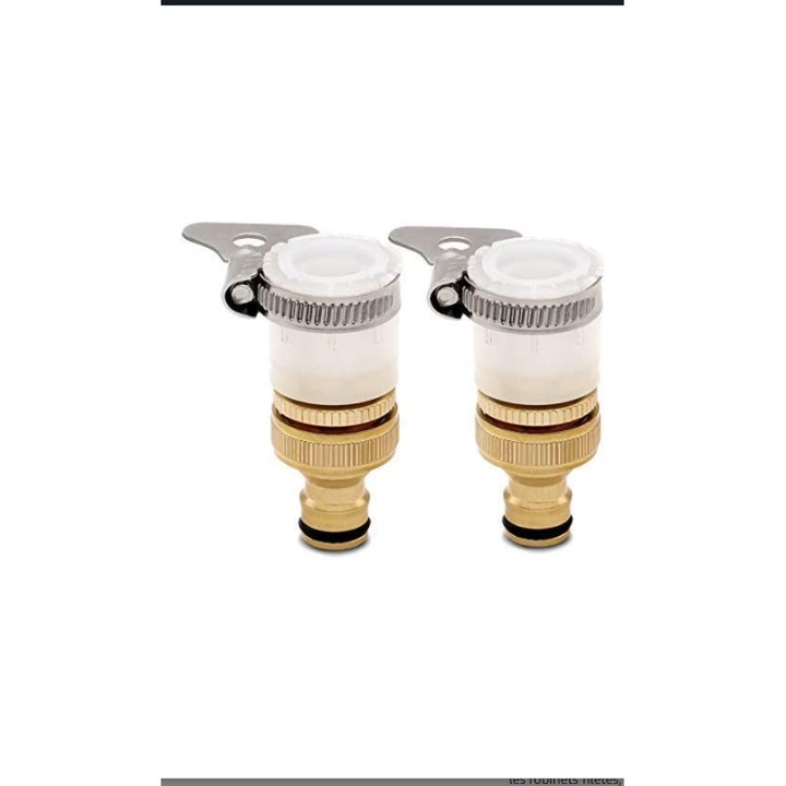 Adaptor universal robinet gradina 2 in 1, cupru, 1/2x3/4 inch, set 2 bucati