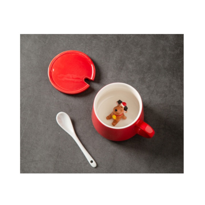 Cana ceramica Craciun, set 4 modele, multicolor, 350ml
