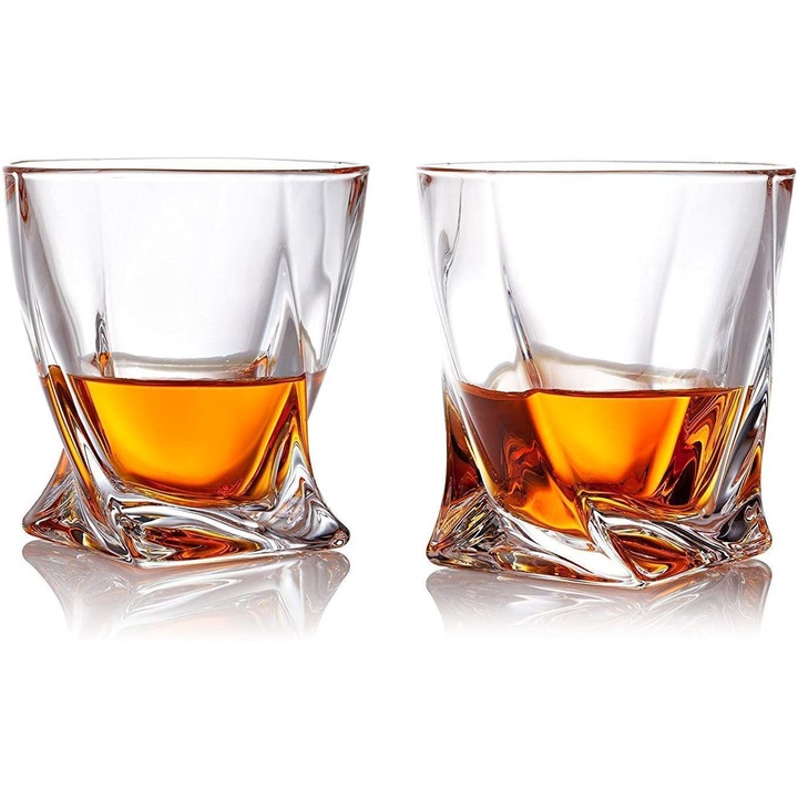Vintage whisky poharak, 320ml-es szett, ólommentes üveg, különleges design, átlátszó