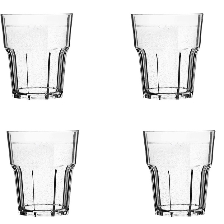 4 db átlátszó, ellenálló akril műanyag pohár készlet, 210ml, 8x7x7cm