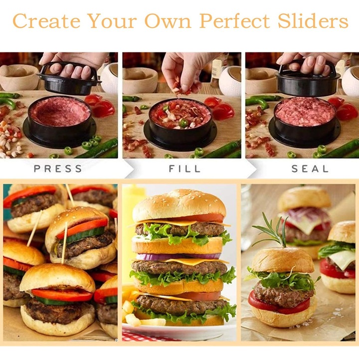 Presa burger 3 in 1, robusta, neaderenta, usor de curatat, dimensiune compacta