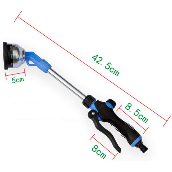 Pistol de stropit gradina cu cap reglabil si carlig, negru