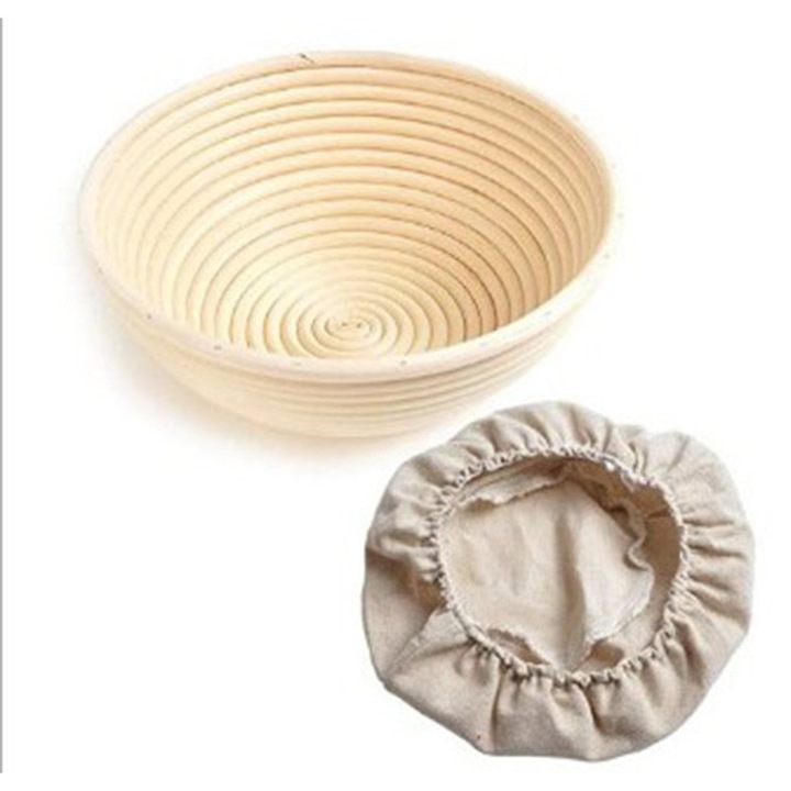 Cos fermentare paine rattan stil european galben deschis 8.5x25cm set