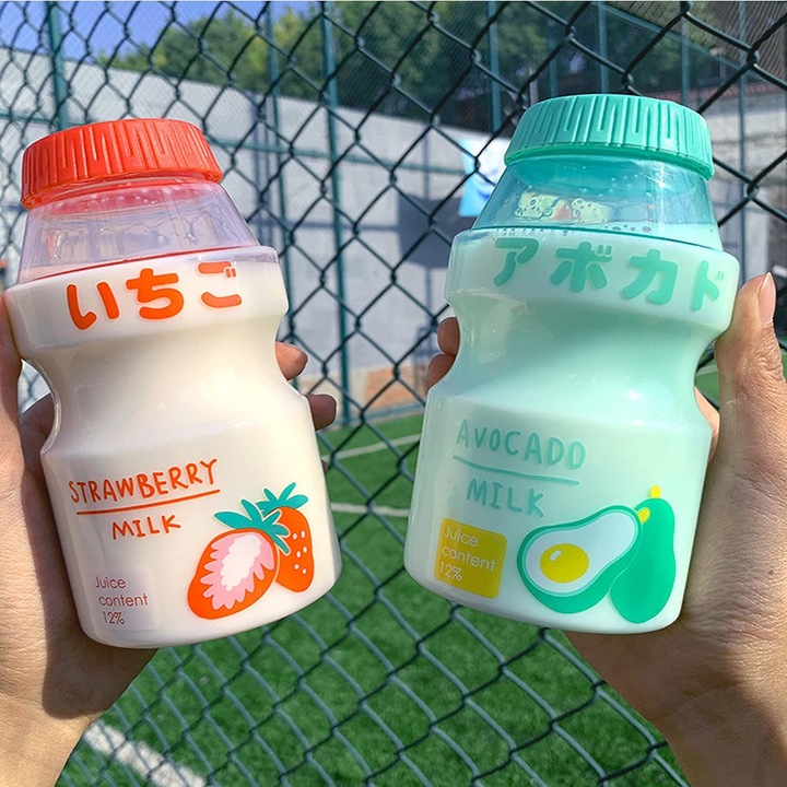 Sport kulacs, 480ml, átlátszó, szivárgásmentes kupakkal, hordozható, avokádó