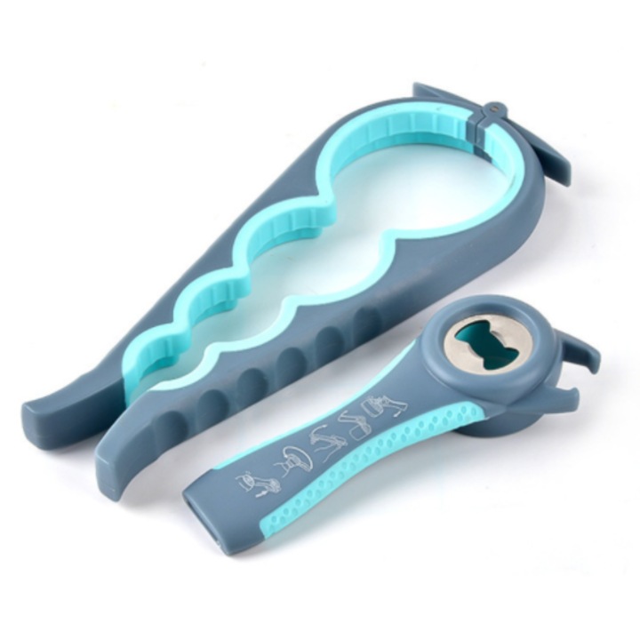 Deschizator conserve si sticle, set 2 piese, gri, compact