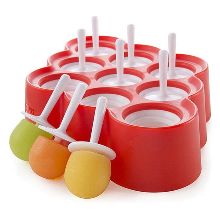 Szilikon és PP mini jégkrém formák, 10 darabos készlet, 25x17.6x5cm, átlátszó