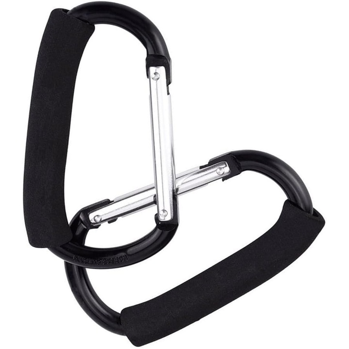 Set 2 carlige multifunctionale pentru carucior, aluminiu, negru