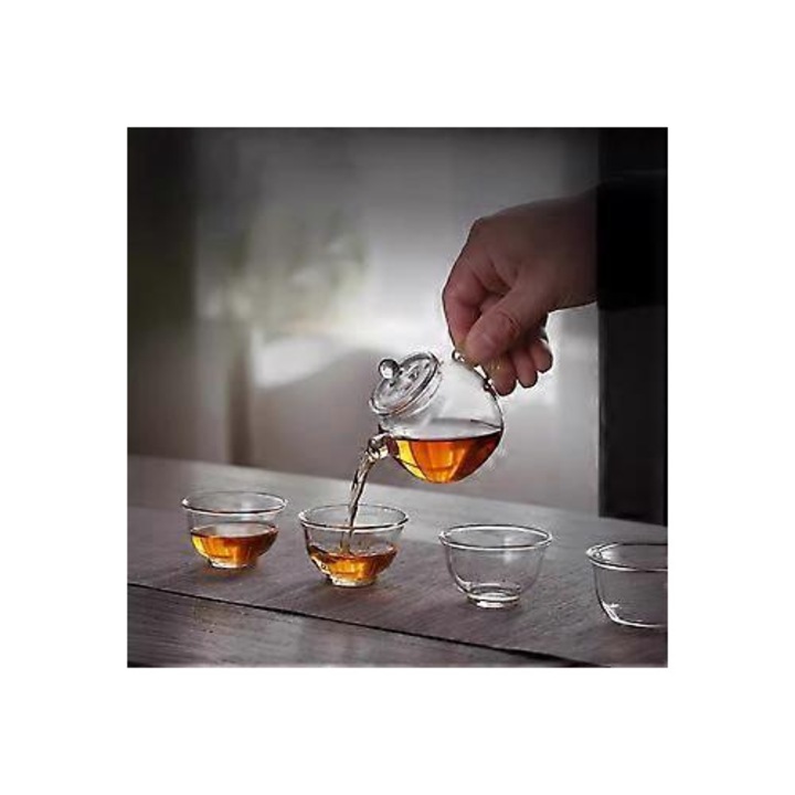 Mini boroszilikát üveg teáskanna, 150ml, többszínű