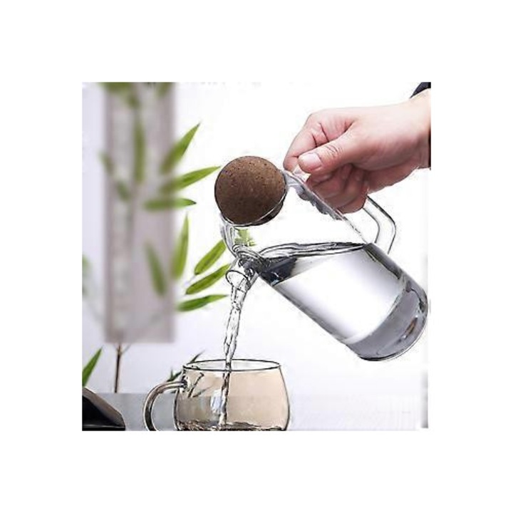 Üveg teáskanna parafa dugóval 1200ml átlátszó