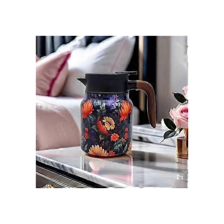 Termosz teáskanna, rozsdamentes acél, infúziós szűrővel, zöld, 1000ml