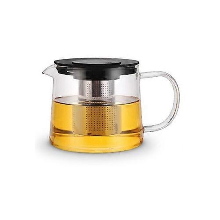 Üveg teáskanna infúzorral 1000ml átlátszó rozsdamentes acél