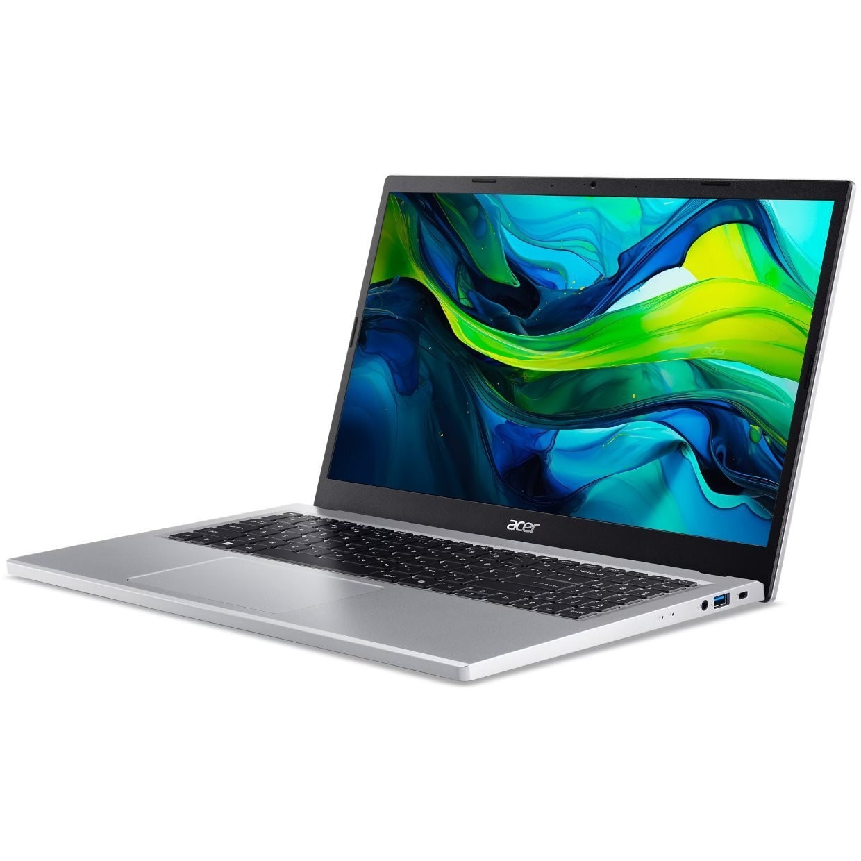 Laptop Acer Aspire Go 15, 15.6" Full HD, Intel® Core™ 3 N355 pana la 3.9 GHz, 8 GB RAM DDR5, 128 GB SSD, Intel® Graphics, Windows 11 Home, Pure Silver 128 GB