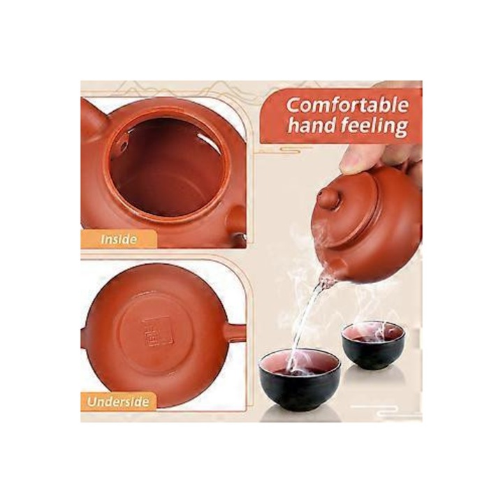 Kerámia teáskanna 125ml világosbarna vintage ergonomikus 11.3x7.5x6cm