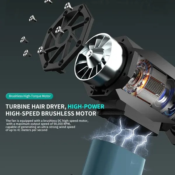 Suflanta-aspirator portabil FRU-CJK0424-260813-1035, motor brushless 105000 RPM, 3 trepte, baterie 4000 mAh, 231 g