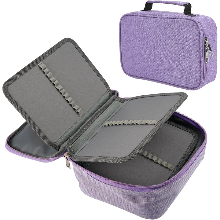 Penar mare, penar cu 72 de sloturi, detasabil, compartimente multiple, material Oxford, penar impermeabil, capacitate mare, cu fermoar pentru fete, baieti, prima zi de scoala (violet), violet, creion
