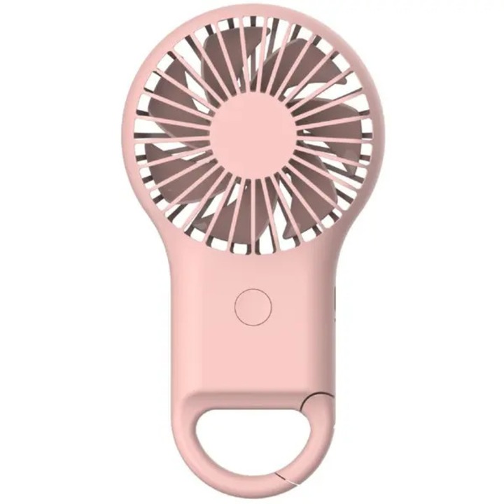 Hordozható ventilátor karabinerrel, rózsaszín, 2 sebesség, 3xAAA, ABS, 10x5x3cm