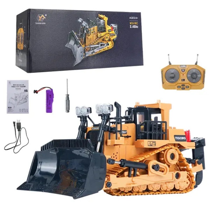RC építőipari játék 1/20 méretarányú kotró-rakodó dömper, elektromos, többszínű