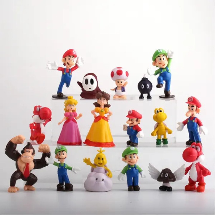 17 db-os PVC figura készlet Super Mario Bros Luigi többszínű