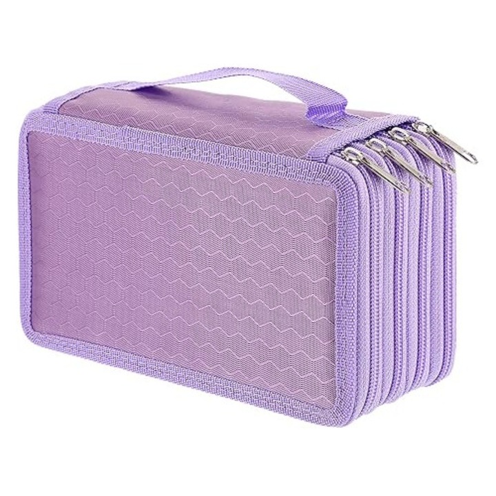 Trusa de creioane colorate Oxford, practica, cu 72 de sloturi, organizator de creioane (violet)