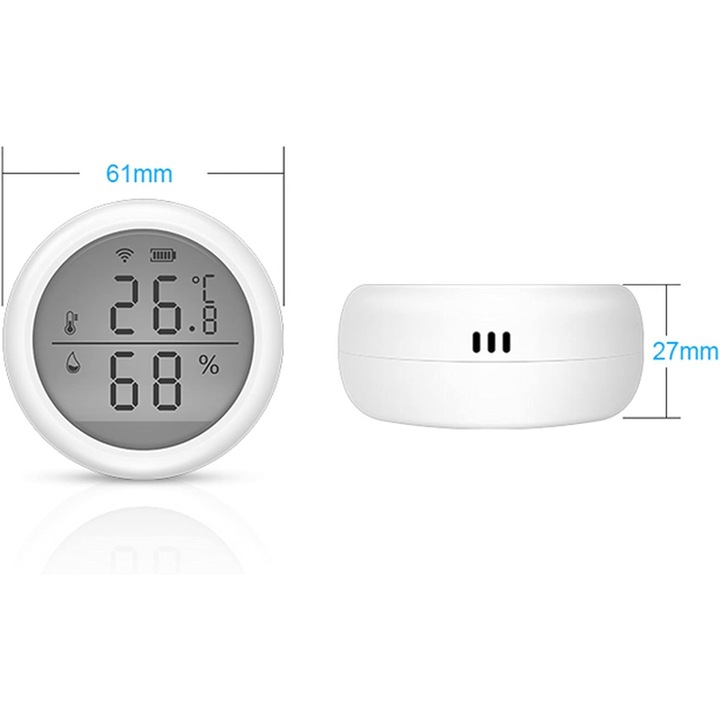 Senzor temperatura si umiditate wireless, afisaj LCD, alb, 4.5V, 3xAA