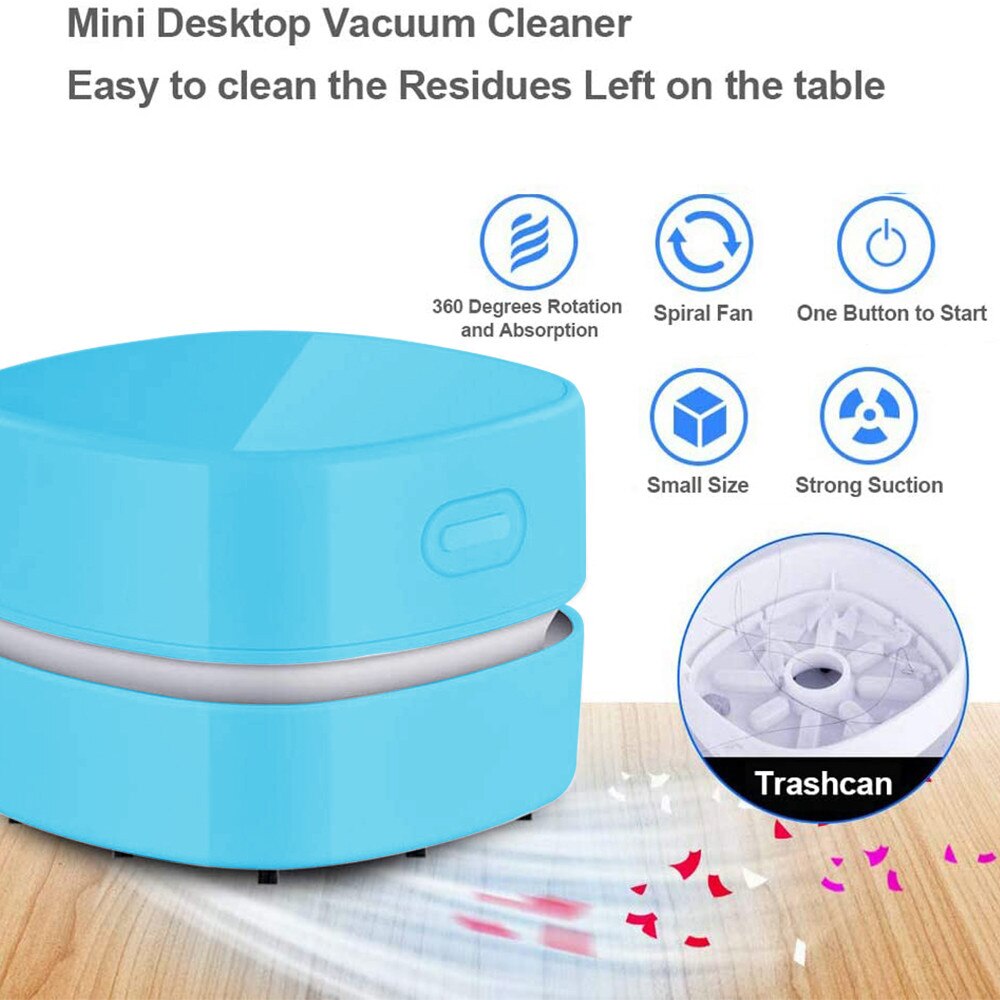 Aspirator de birou portabil, capacitate 1400mAh, albastru, 8x6.5cm