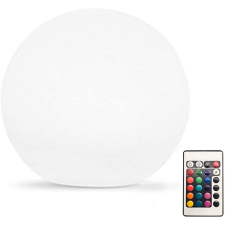 Lampa LED de gradina, minge, reincarcabila, IP65, multicolor, 20cm