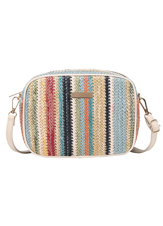 Női crossbody táska, szalmatáska strandra, kézitáska, aranyos utazótáska szalmából, crossbody táska (zöld)