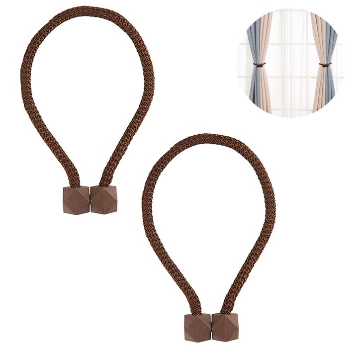 Set 2 bride magnetice pentru perdele, 45x2.5cm, gri-maro-orez