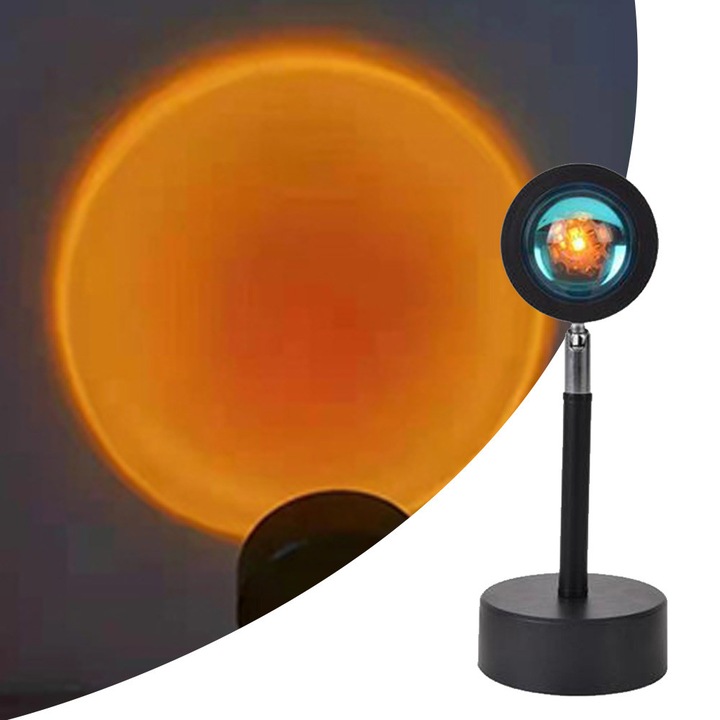 Lampa de proiectie ZYBLSSBB LSM2XH24187-220928-3, LED 10W, alimentare USB, rotire 180°, cablu 1.5 m, portocaliu (sunset)