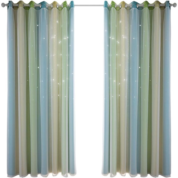 Draperii blackout stele, dublu strat, verde, 100x130cm