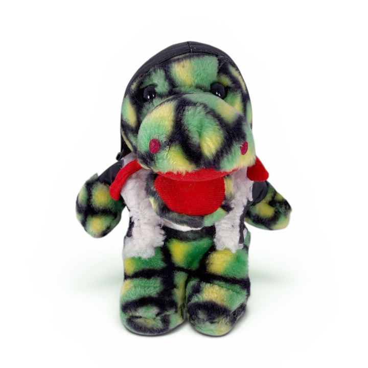 Плюшена играчка Chippo 21-66-381 1-106, Kрокодил с кожено яке, Мек плюш, 17 см, Зелен