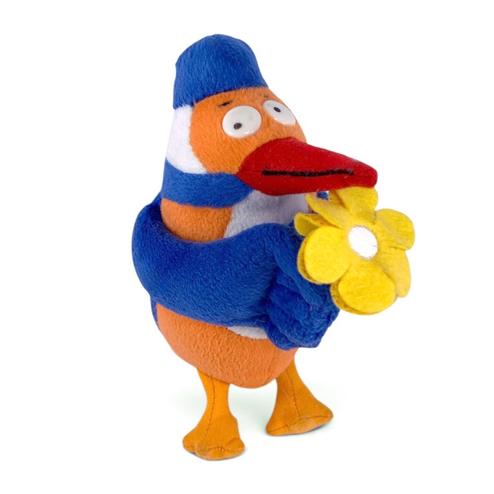 Плюшена играчка Chippo 21-66-385 1-106, Земеродно рибарче с цвете, Мек плюш, 20 см, Многоцветен
