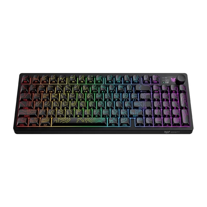 Onikuma MT902 játékbillentyűzet, RGB háttérvilágítás, 2000 mAh akkumulátor, fekete, 380x141x40mm