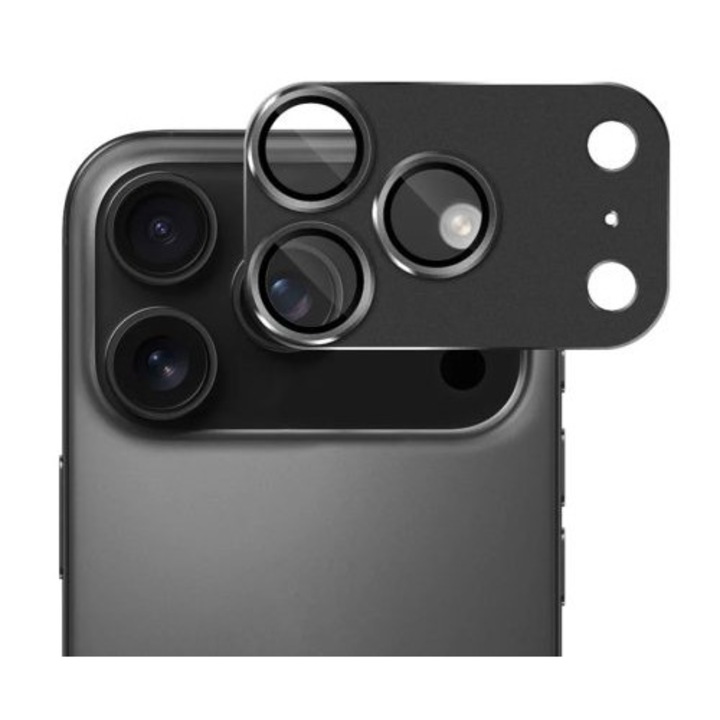 Kamera üvegfólia iPhone 17 Pro Max-szal kompatibilis, teljes fedés, teljes védelem, ultra ellenálló, fekete