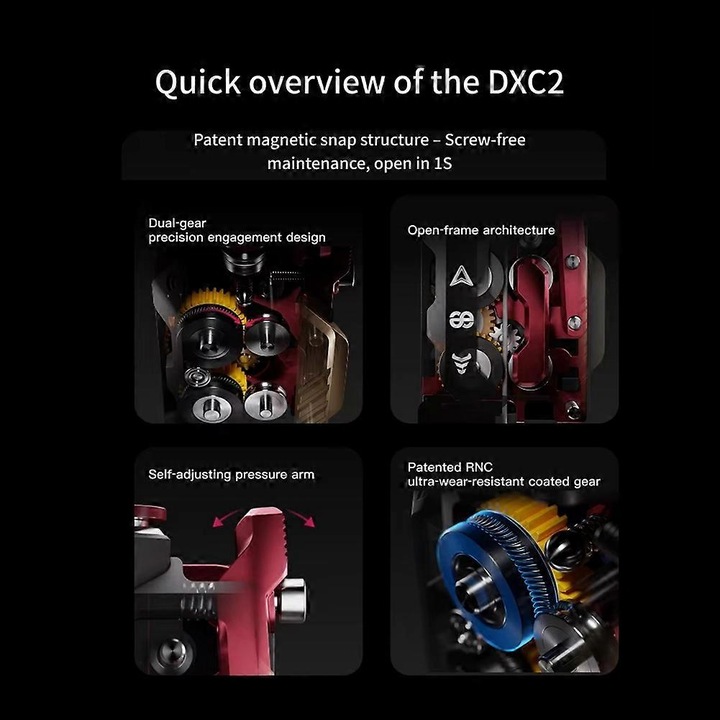 DXC2 extruder D3vil Fang vágórendszerrel Creality K2 3D nyomtatóhoz, fém, könnyű összeszerelés