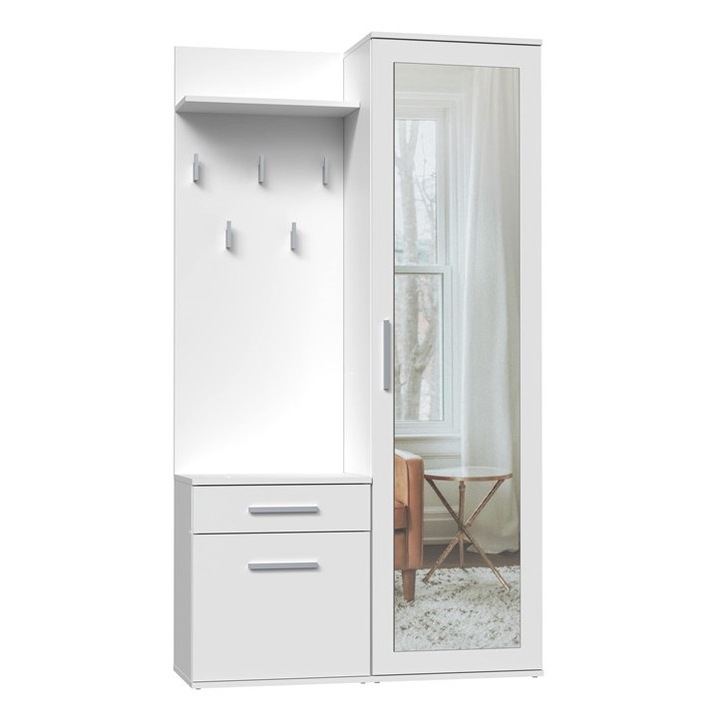 Гардероб Duo Topeshop комплект с огледало, матово бял 50x35x180см