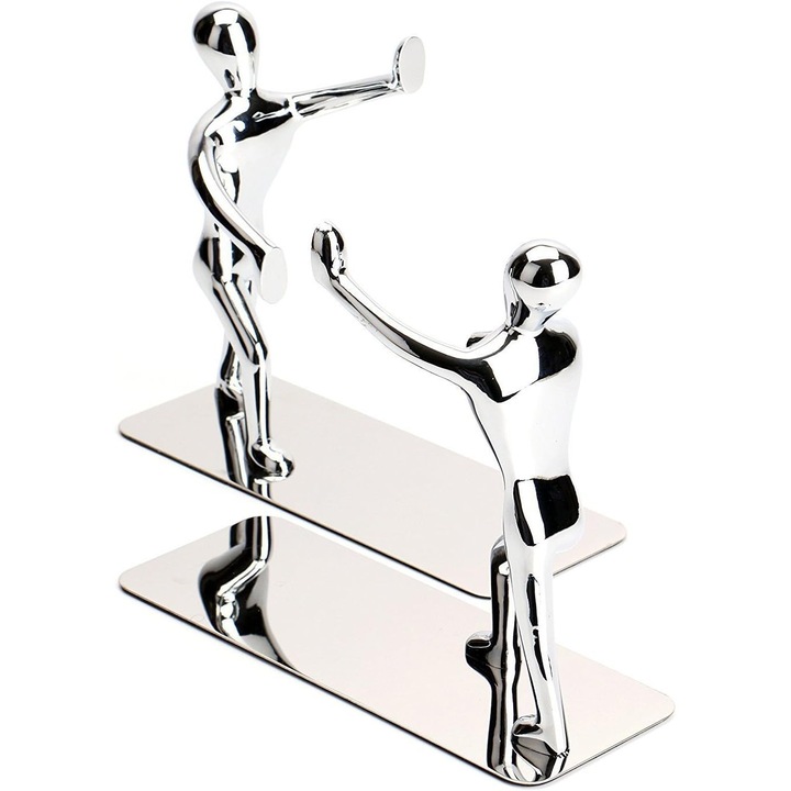 Suporturi pentru carti, otel inoxidabil, design umanoid, marime mare, negru, 18.5x15.5x7cm