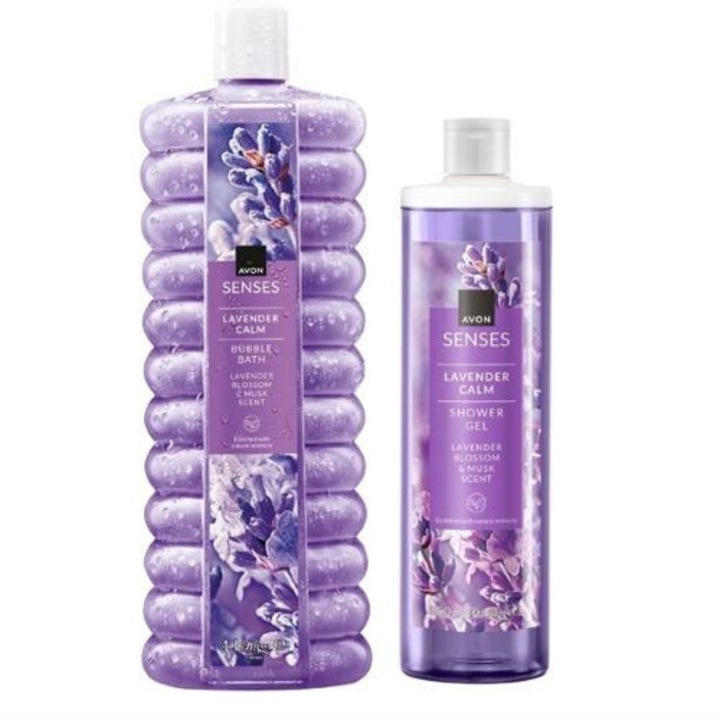 Set Senses Lavanda, Gel de dus Lavander Calm – 500 ml Spumant de baie Lavander Calm – 1000 ml, Avon