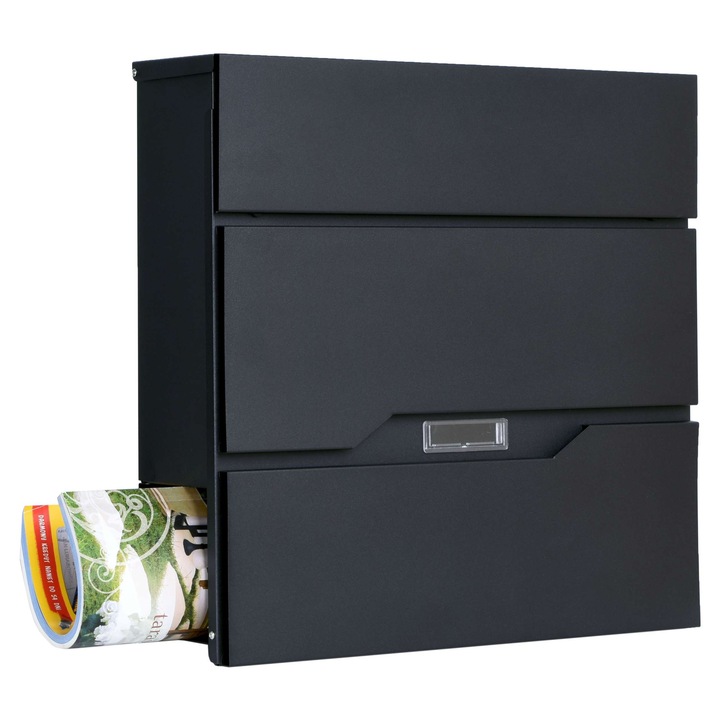Gockowiak Vidar fekete postaláda 37x37x11cm, időjárásálló, kulcsos zárral