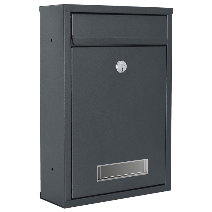 Gockowiak Gustav antracit postaláda 32x21.5x8.5cm, ablakkal, kulcsos zárral