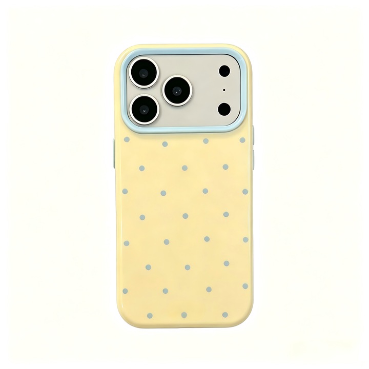 Husa telefon TPU pentru iPhone 17 Pro Max, buline retro, color-block, protectie soc, usoara